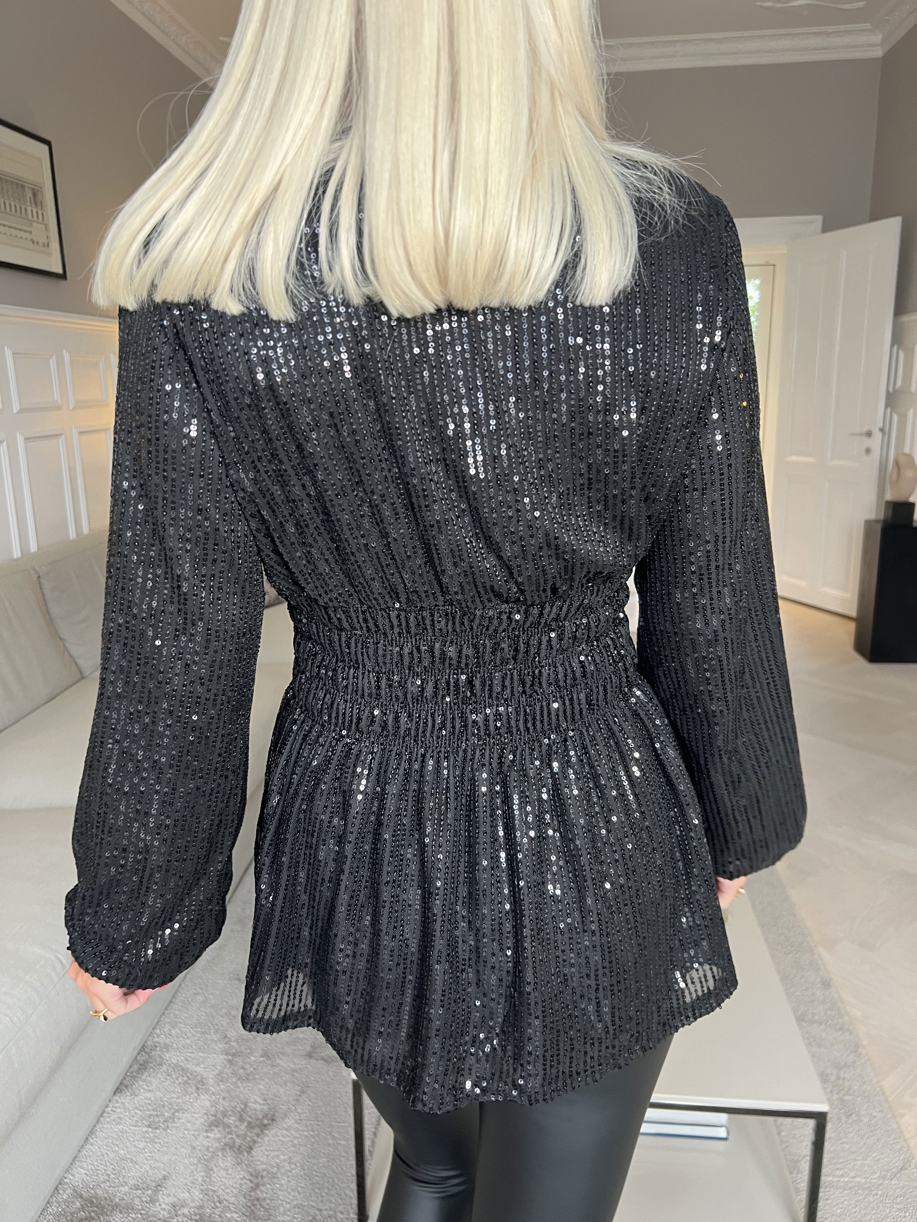 Pams Glitter Shirt L/S - Blus med paljetter och långa ärmar